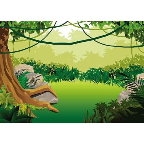 Jungle Lwan Stone Green Vinyl Cloth Photography Background for Children Baby Birthday Party Backdrop Photo Shootings Photophone