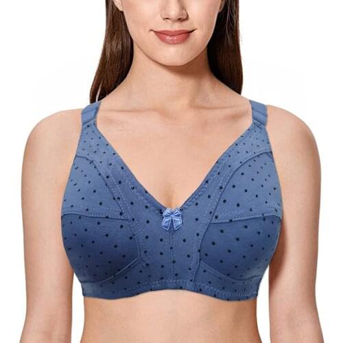 Women Bra 34 36 38 40 42 44 46 48 B C D DD E Blue Bra Top Non-Padded Wire Free Everyday Lingerie Brassiere Quality Elastic