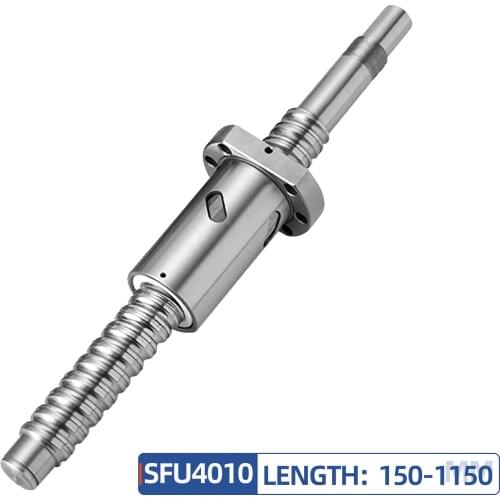 1PC Ball Screw SFU4010 length 150-1150mm+Single Waist Nut Processed Ends Ballscrew nut set for Z axis
