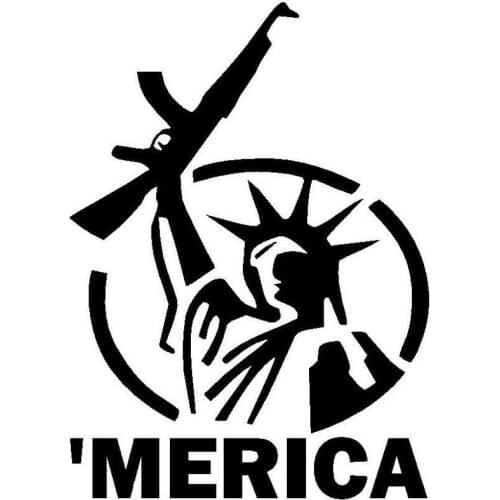 11.5CM*15.6CM Merica Vinyl Decal Car Sticker Statue Of Liberty JDM Gun Rights Car Stylings Decoration Black Sliver C8-0451