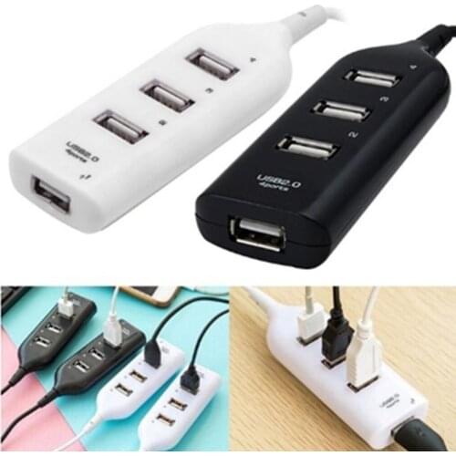 4 Ports USB 2.0 HUB Plug Expander Adapter With Cable Charging Concentrator Computer Laptop Accessory