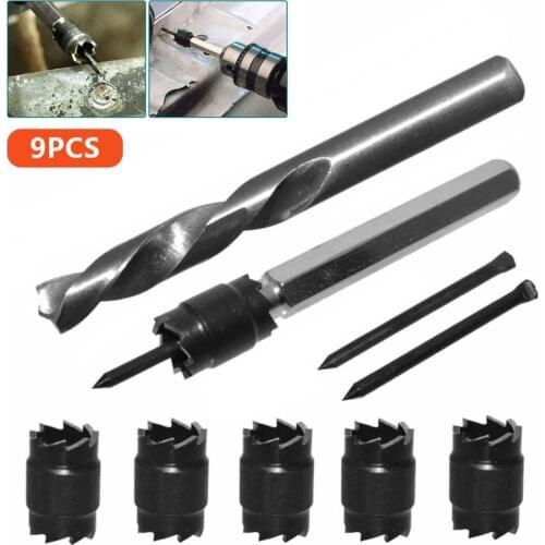 9Pcs/Set 3/8'' Spot Weld Drill Bit High Speed Steel Rotary Spot Weld Drill Cutter Remover Carbide Bit 9.5mm Spot Weld Drill Bit