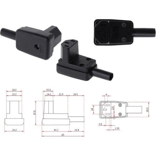 90 Degree Angled IEC 320 C13 Female Plug AC 10A 250V Power Cord Cable Connector P82A