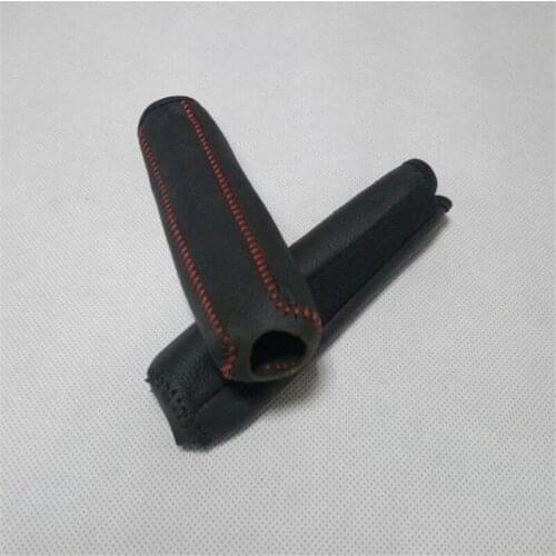 Car Hand-Sewing Handbrake Stick Genuine Leather Sheath Cover for Skoda Octavia Superb Fabia Yeti Roomster Combi,Car accessories