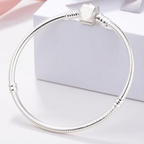 Whole body sterling silver single chain classic bracelet DIY base chain snake bone Moments buckle 925 Pan home bracelet