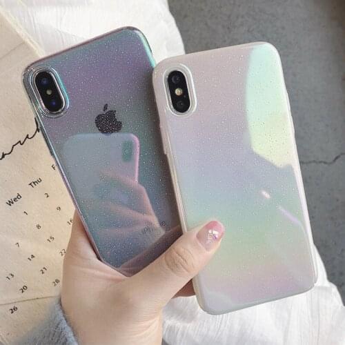 Rainbow Luxury Water Drop Laser Phone Case for IPhone 12 11 Pro Max X XR XS 6S 7 8 Plus Clear Hard PC Cover for IPhone 11 Mini