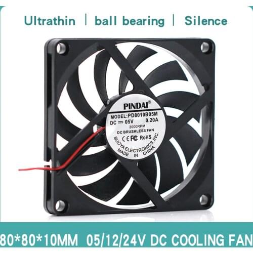 8010 8CM 5V/12V/24V 2PIN 2PIN Ultra-thin silent dual ball case video card router USB cooling fan PC CPU Computer Case Fan Cooler