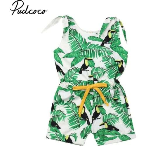 Baby Rompers Tiny Cotton Neonatal Boys Girls Clothes Printed Leaf Summer Clothing Sleeveless Green Romper