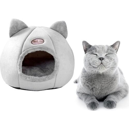 Fleece Pet Tent, Convertible Hood Bed, Hide & Seek Velour Cat Cave, for Cats & Small Dogs