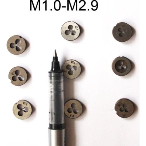Hss round dies, micro screw dies, round threading dies M1 M1.1 M1.2 M1.3 M1.4 M1.5 M1.6 M1.7 M1.8 M2 M2.2 M2.5 M2.6 micro dies