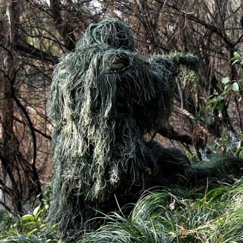 3D Withered Grass Ghillie Suit 4 PCS Sniper Military Tactical Camouflage Clothing Hunting Suit Army Hunting Clothes Birding Suit