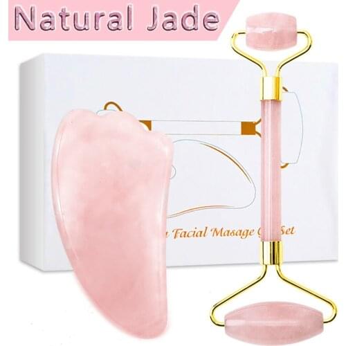 Face Crystal Massage Jade Roller Facial Lifting Tools Body Neck Skin Slimming Natural Roller Stone Gua Sha Beauty Lover Sets Box