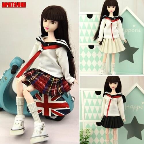 Doll Outfits Clothes For Barbie Doll Tops Shirt Pleated Skirt Students Costume For Barbie Doll 1/6 BJD Dolls Accessories Kid Toy