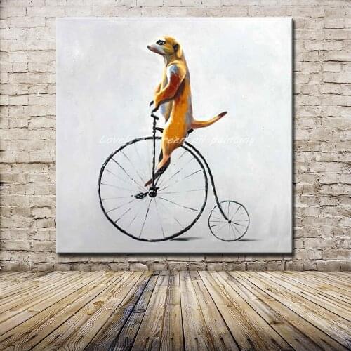 Mintura Hand Painted Modern Abstract Cartoon Animal Oil Paintings On Canvas Wall Picture Pop Art For Living Room Home Decoration