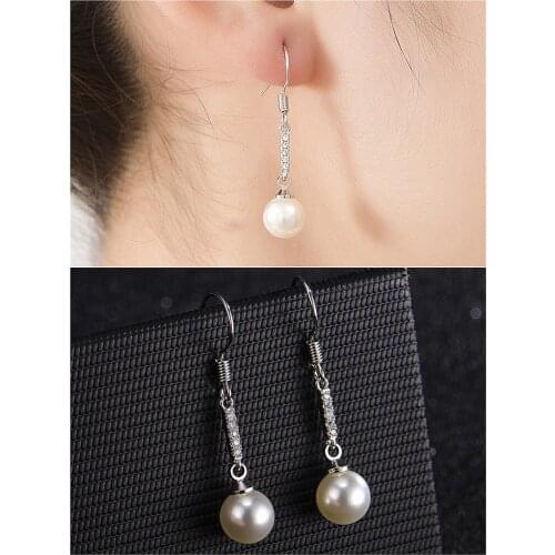 Fashion Womens Drop Dangle Earrings Jewelry 2021 Trend Pearl & Crystal Zircon Diamonds Gemstones White Gold Silver Color Gifts