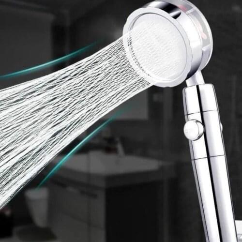 Stainless Steel Shower Head Turbocharged Rotating Nozzle Set Handheld Household One-key Water Stop Magic Water Line Top H8116