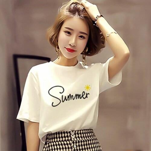 New Casual Summer T Shirt Women Milk Silk Breathable White Kawaii Tops Women Fashion Korean Tshirts Dropshipping
