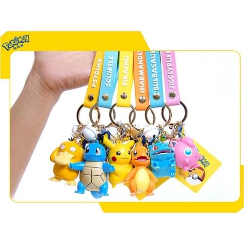 Original Pokemon Pikachu Keychain Pendant Portrait Fashion Cartoon Pokemon Anime Decoration Model Toy Doll Birthday Gift