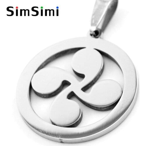 Simsimi Stainless steel lauburu four heads Pendant Basque cross simbol of star Sun keltic Pendant charms 10pcs