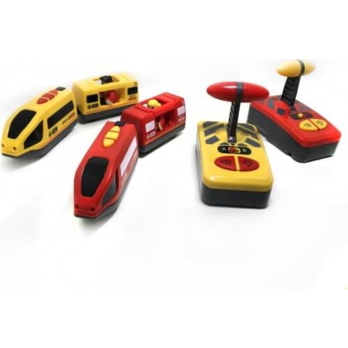 W04-1 Free shipping Remote control electric train 2 section magnetic link compatible wooden track Harmony train