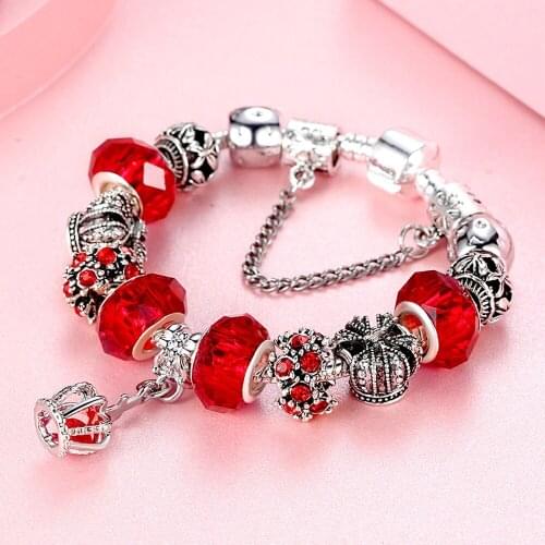 ATTRACTTO Unique Crown&Cross Bracelets&Bangles For Women Jewelry Crystal Bracelet Charms Personalized Flower Bracelet SBR190337