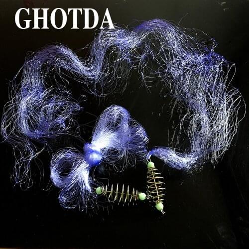 GHOTDA 2pcs Durable Copper Spring Shoal Fishing Net with Luminous Beads Mesh
