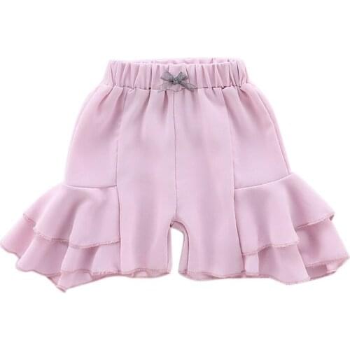 Toddler Pants Baby Girl Kids Summer Flared Trousers Bowknot Design Loose Comfortable Chiffon Children Short Pant Pure Color