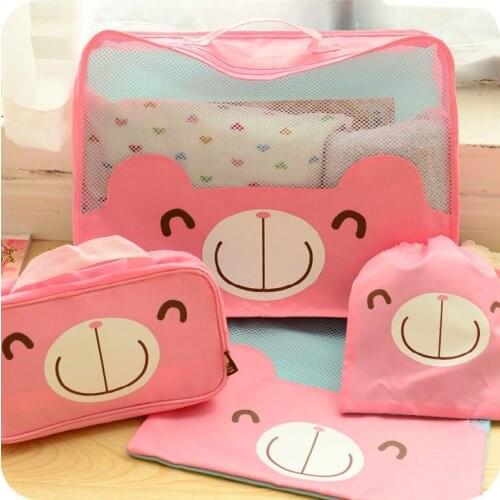 Cute Little Bear Storage Bag Pink Cartoon Business Trip Travel Womens Waterproof Travel Set Storage Bag