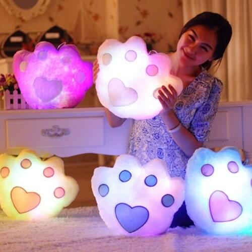 Glowing Luminous Cute Lovely Small Bear Paw Stuffed Plush Toys Children Girlfriend Graduation Gift Doll Pillow Animals Cushion