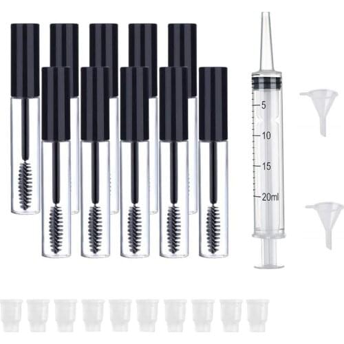 10pcs Black Lip Gloss Tubes Empty Eyelash Wand Portable Transfer Cream Container Bottle DIY Lipgloss Tubes Makeup Tool