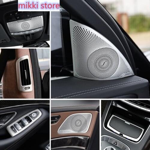 Car Inner Door Audio Speaker Gearshift Panel Door Armrest Cover Trim Sticker Accessories for Mercedes Benz S Class W222 2014-19
