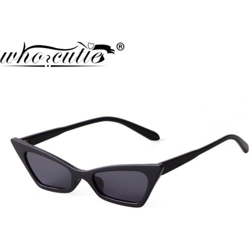 WHO CUTIE Trendy Small Cat Eye Sunglasses Women 2021 Brand Designer Rectangle Frame Vintage Men Sun Glasses 90s Shades Oculos