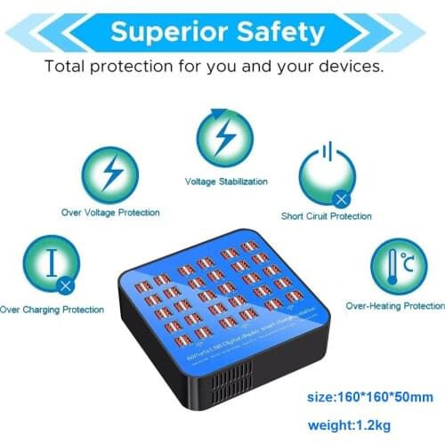 60 Port USB Charger Station 300W 60A Multiple USB Quick Charge Dock for iPhone Samsung Xiaomi Mobile Phone Tablet PC Speaker