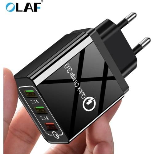 USB Charger Quick Charge 3.0 EU 3 Ports Fast Charging For iPhone Xs Max Samsung S8 S9 Huawei Mate 20 Lite Mobile Phone Chargers