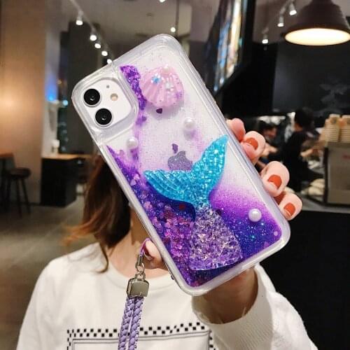 Quicksand Glitter Mermaid Conch Case for Xiaomi Redmi Note 9s 8 Pro 7 K30 Mi10 Note10 Poco X2 Dynamic Liquid protective Cover