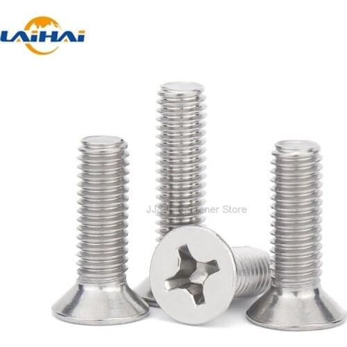 10/50 M2 M2.5 M3 M3.5 M4 M5 M6 M8 A2-70 304 Stainless steel GB819 Cross Phillips Flat Countersunk Head Screw Bolt Length 3-100mm