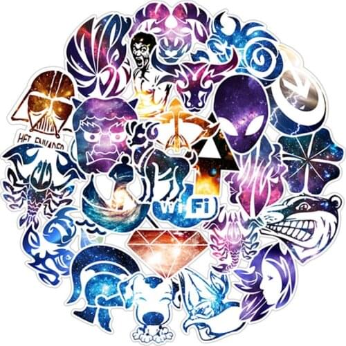 100Pcs Starry Sky Stickers Cartoon Luggage PVC Sticker Pack for Laptop Skateboard Guitar DIY Home Decoration Cute Kids Stickers