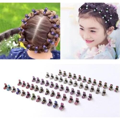 12pcs/pack Crystal Rhinestone Flower Hair Claw Hairpins Hair Accessories Ornaments Hair Clips Hairgrip Barrettes for Kids Girl