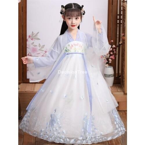 2021 traditional girl dress kid hanfu clothing cosplay party dresses dance children ancient chinese tang dynasty costumes dress
