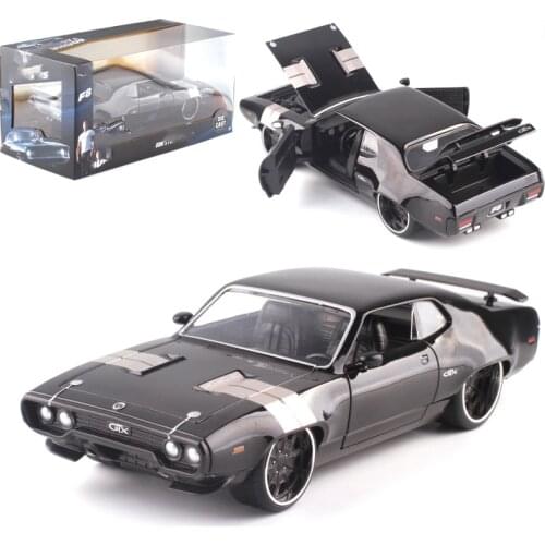 22CM 1:24 Scale Diecast Alloy 1972 DOMS GTX Fast Racing Car Model Metal Vehicles Toy F Children Gifts Collection Show Souvenir