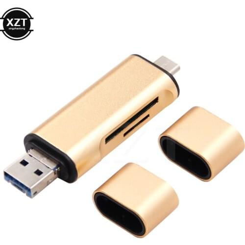 NEW Portable Mini Design Charming 3 in 1 Card Reader USB Type C Micro USB to 2 Slot TF SD Card Reader Support Type C OTG Card