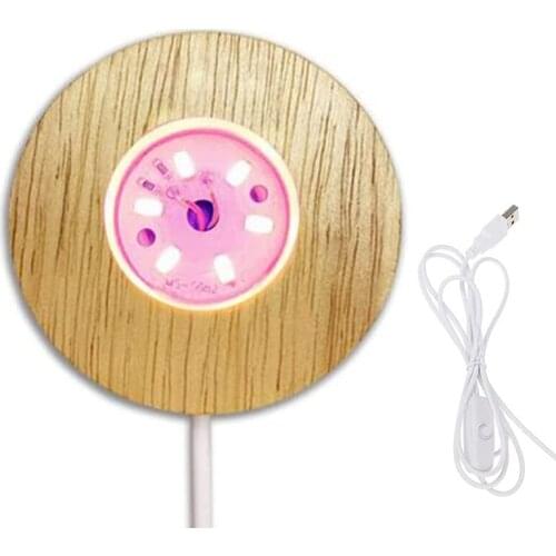 3D LED Lamp Base USB Charging Glowing Light Holder Wooden Night Light Stand for Home Living Room Bedroom JDH88