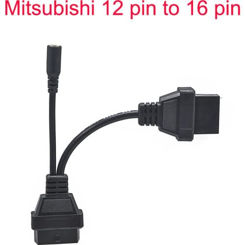 Free Shipping for Mitsu-bishi 12 Pin To 16 Pin Female OBD 2 Extension Diagnostic Tool Adapter Connector Cable