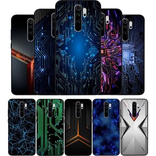 Circuit board black Silicone Phone Case For Redmi note 9 8 7 Pro S 8T 7A Cover
