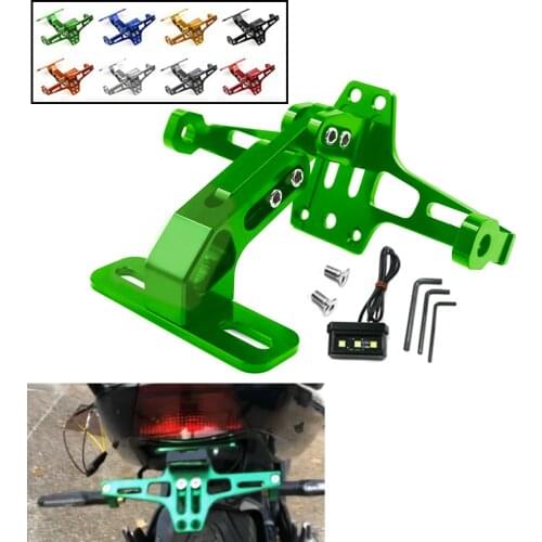 For Kawasaki Honda Yamaha BMW SUZUKI Pit Dirt Bike Motorcycle Rear License Plate Mount Holder With Turn Signal LED Light