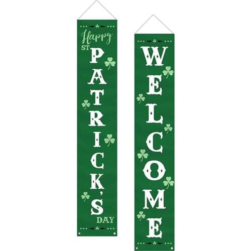 Welcome St Patricks Day Decorations Banner Sign Decor Door Window Ornament