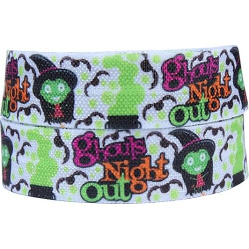 FLRA FOE(50yards/lot) Halloween ghost printed fold over elastic