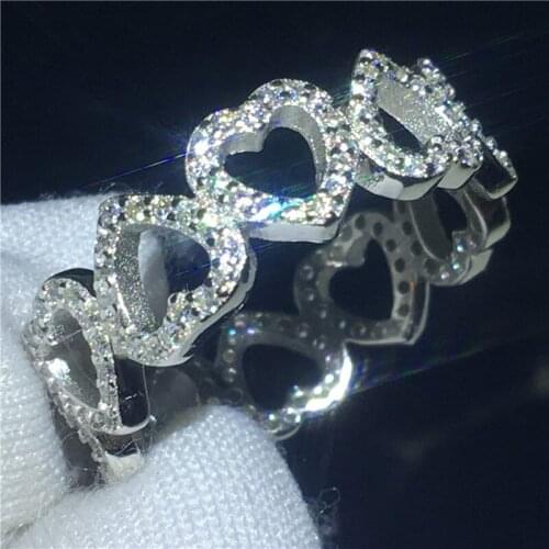 Heart Shape ring 100% Soild Silver color Jewelry AAAAA Zircon Cz Engagement wedding band rings for women Bridal Gift