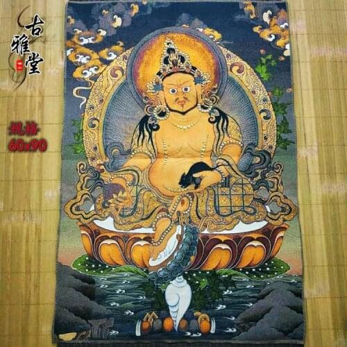 Fine embroidered Tibetan Buddha statues, silk embroidery, Nepalese golden silk thangka portraits,#03