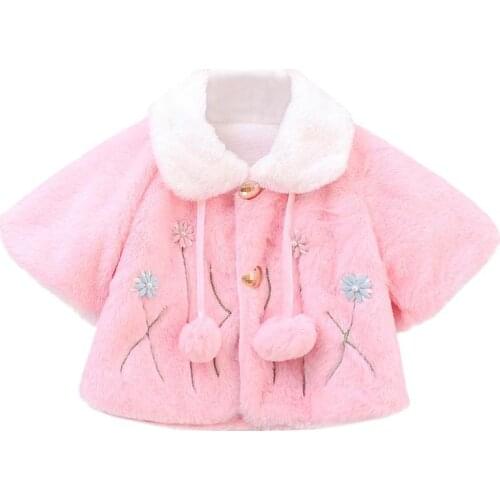Autumn Winter Coats Baby Girl Kids Comfort Soft Long-Sleeve Loose Version Thicken Warm Fur Jacket Lovely Princess Clothes